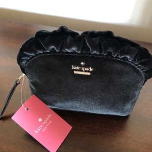 Kate Spade black Velvet Mini Marcy Cosmetics Bag